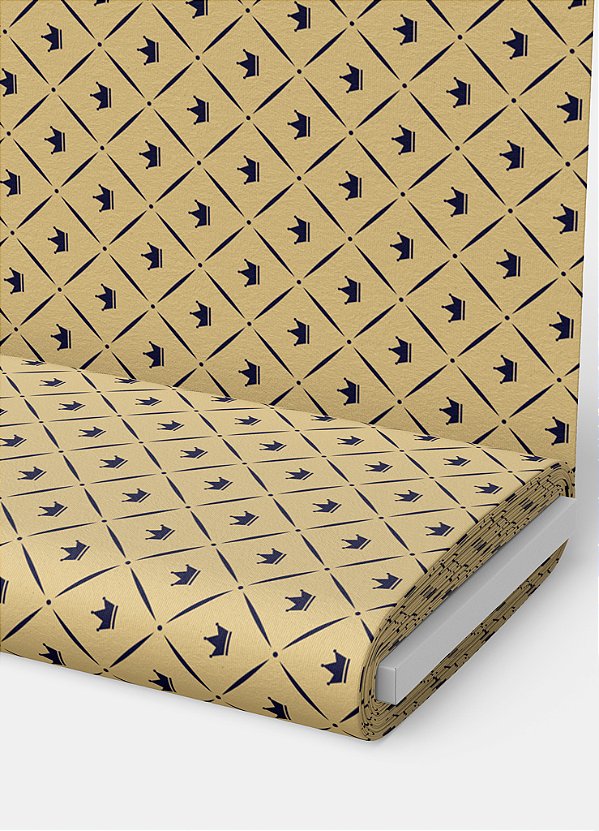 Tecido Oxford Estampa Digital Arabesco Coroa Marinho 1,55m de Largura