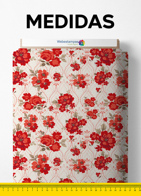 Tecido Helanca Estampa Digital Flores e Arabesco 1,55m de Largura