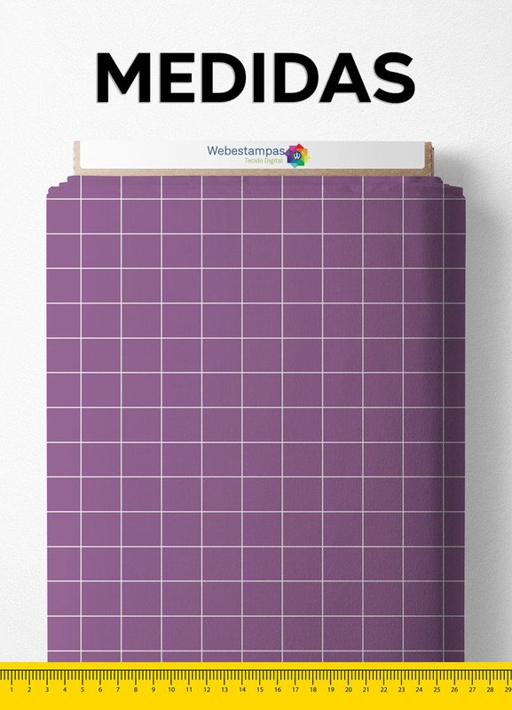 Tecido Helanca Estampa Digital Quadriculado com Roxo 1,55m de Largura