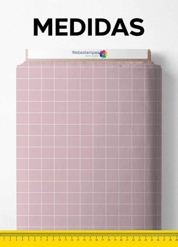 Tecido Helanca Estampa Digital Quadriculado Fundo Rosa 1,55m de Largura