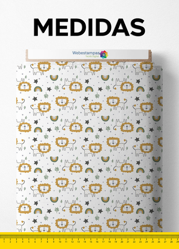 Tecido Helanca Estampa Digital Leãozinho 1,55m de Largura