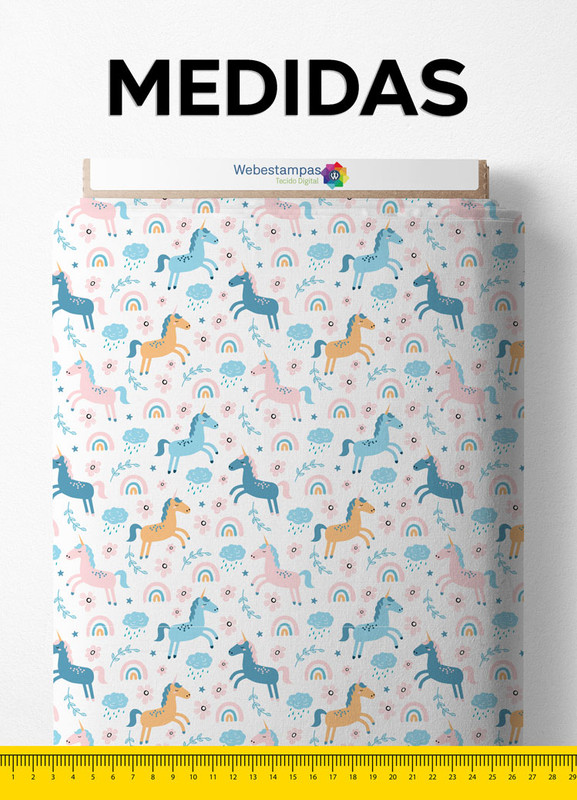 Tecido Helanca Estampa Digital Unicórnio Baby 1,55m de Largura