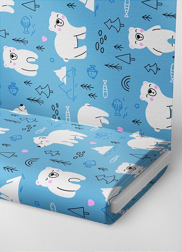 Tecido Helanca Estampa Digital Urso Polar 1,55m de Largura