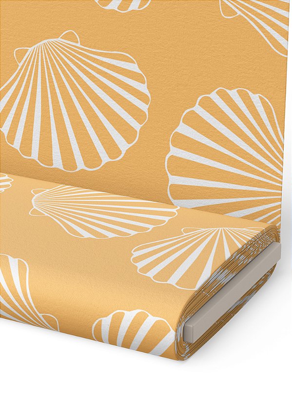 Tecido Helanca Estampa Digital  Conchas Brancas 1,55m de Largura