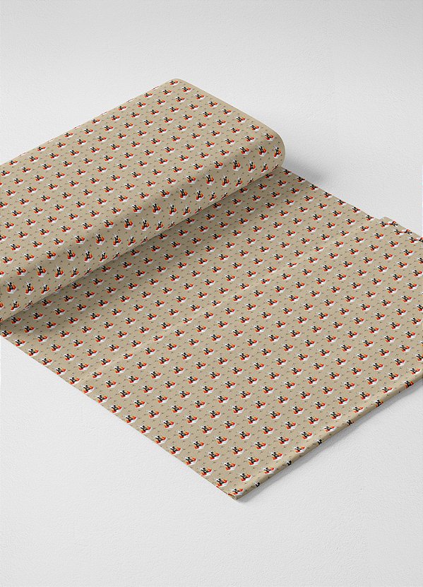 Tecido Helanca Estampa Digital  Mini Ancora Fundo Palha 1,55m de Largura