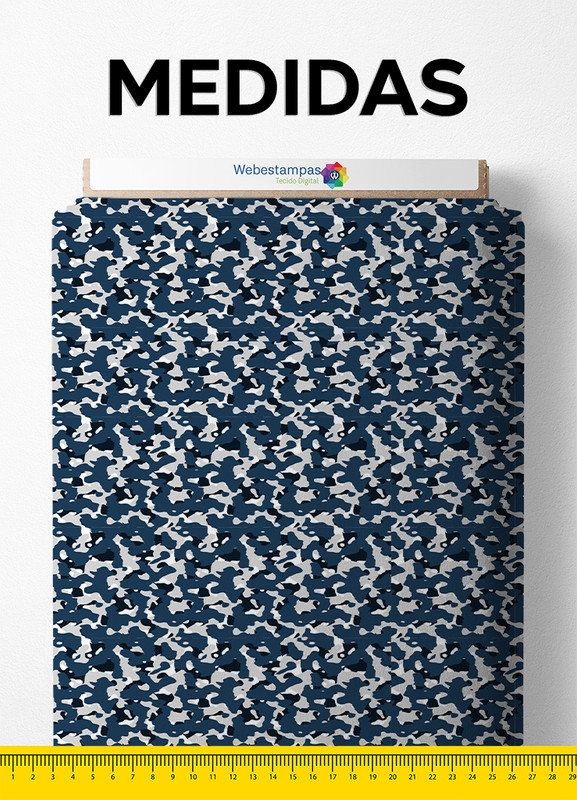Tecido Helanca Estampa Digital Camuflado Marinho e Preto 1,55m de Largura