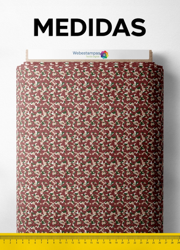 Tecido Helanca Estampa Digital Camuflagem Pequena Vermelho 1,55m de Largura