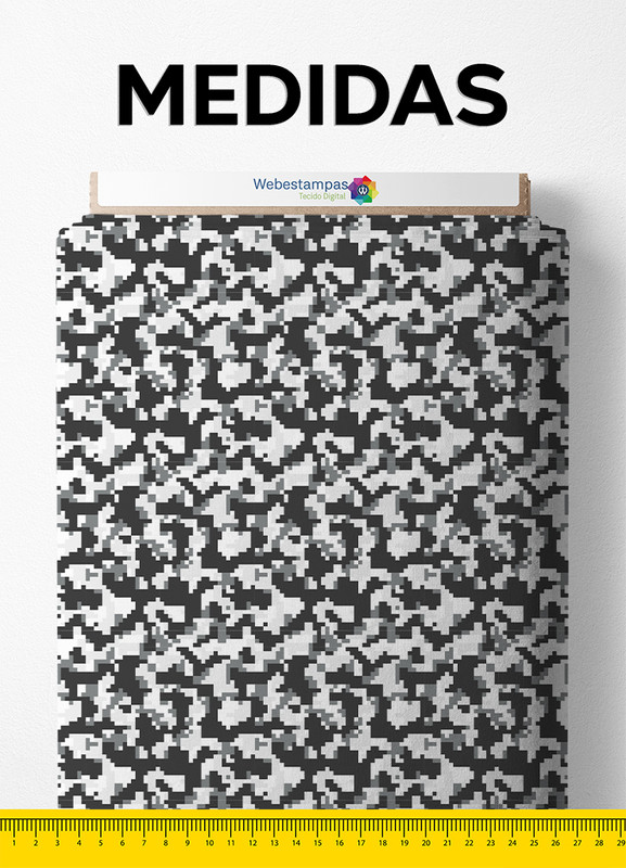 Tecido Helanca Estampa Digital Camuflado Pixel Preto 1,55m de Largura