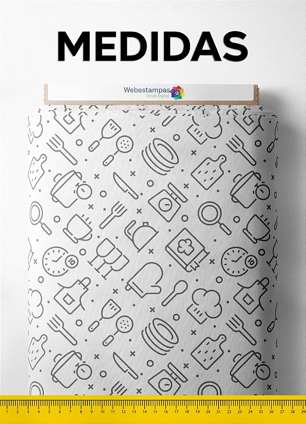 Tecido Helanca Estampa Digital Cozinha Clean 1,55m de Largura