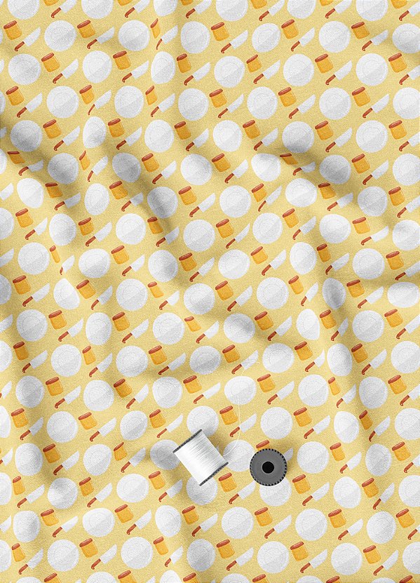 Tecido Helanca Estampa Digital Faca Amarela 1,55m de Largura