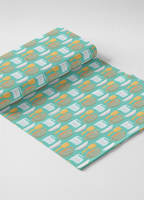 Tecido Helanca Estampa Digital Panela Azul 1,55m de Largura