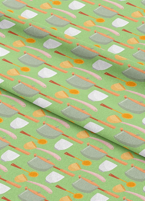 Tecido Helanca Estampa Digital Panela Verde 1,55m de Largura