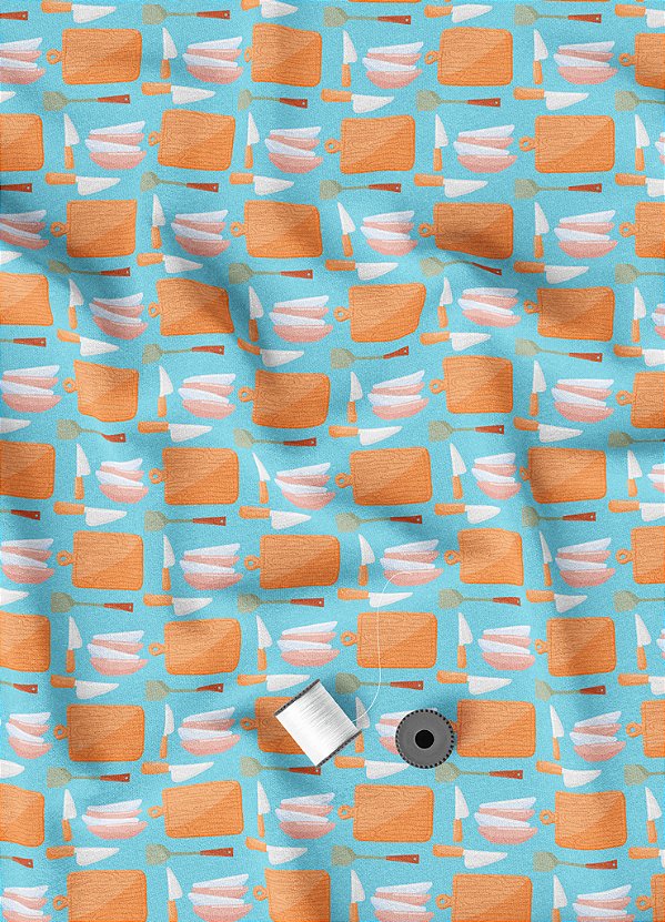 Tecido Helanca Estampa Digital Tábua Azul 1,55m de Largura