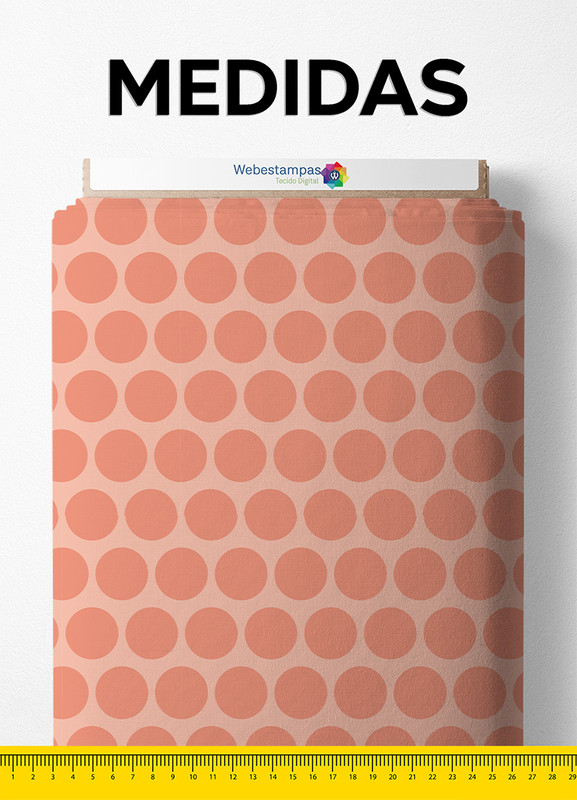 Tecido Helanca Estampa Digital  Poa Grande Laranja e Palha 1,55m de Largura