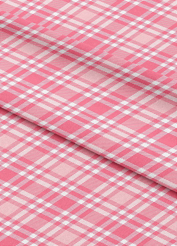 Tecido Helanca Estampa Digital  Xadrez Mini Rosa e Branco 1,55m de Largura