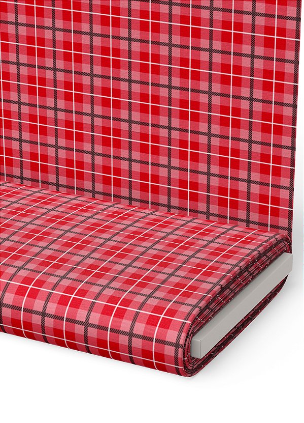 Tecido Helanca Estampa Digital  Xadrez Quadros Vermelho e Branco 1,55m de Largura