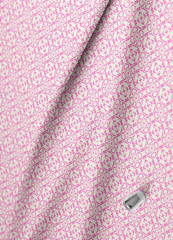 Tecido Helanca Estampa Digital Arabesco Rosa Minimalista 1,55m de Largura