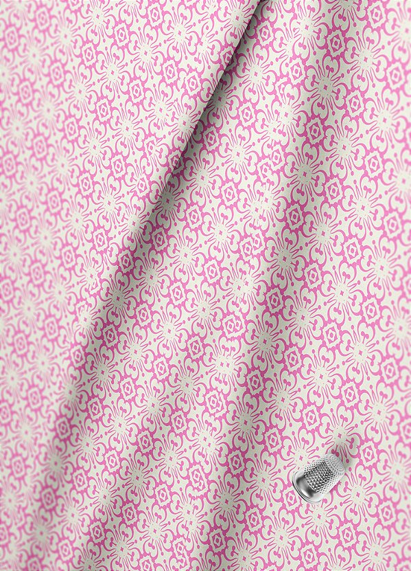 Tecido Helanca Estampa Digital Arabesco Rosa Sol 1,55m de Largura