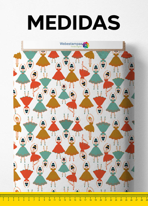 Tecido Helanca Estampa Digital Bailarinas Coloridas 1,55m de Largura