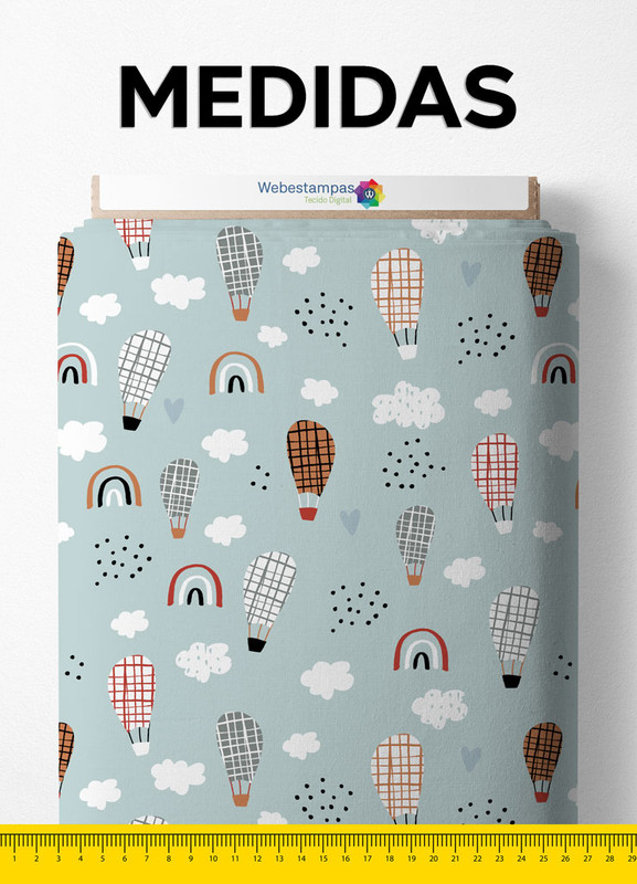 Tecido Helanca Estampa Digital Balão Xadrez 1,55m de Largura