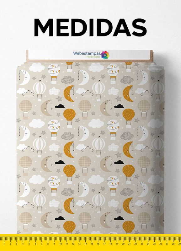 Tecido Helanca Estampa Digital Balões da Lua 1,55m de Largura