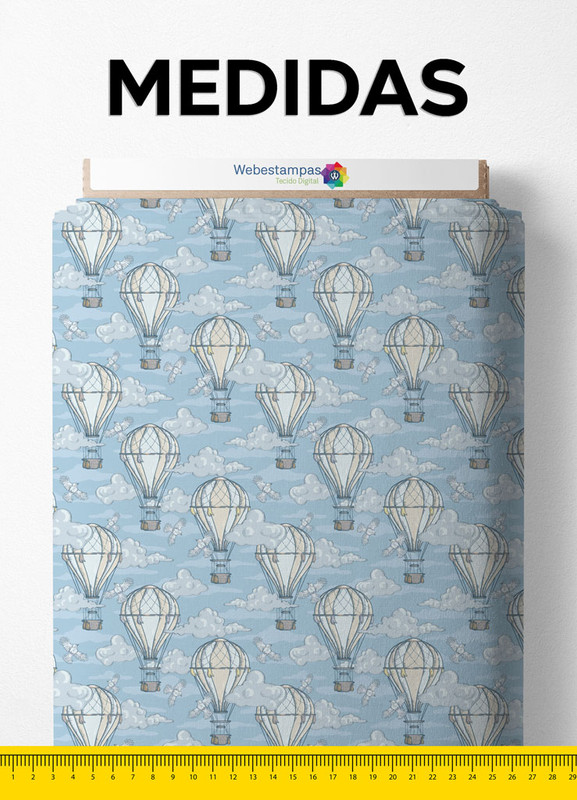 Tecido Helanca Estampa Digital Balões do Céu 1,55m de Largura