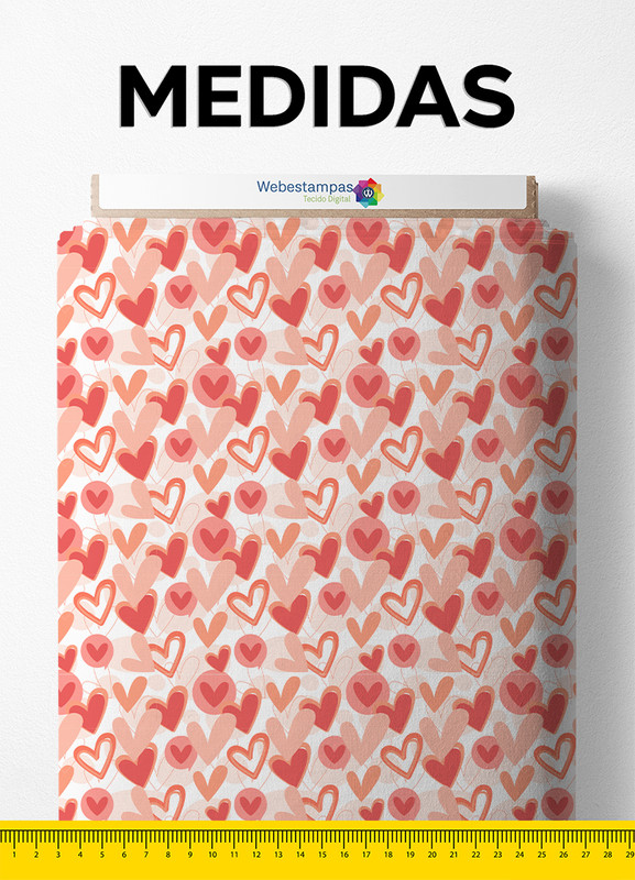 Tecido Helanca Estampa Digital Coração Apaixonado 1,55m de Largura