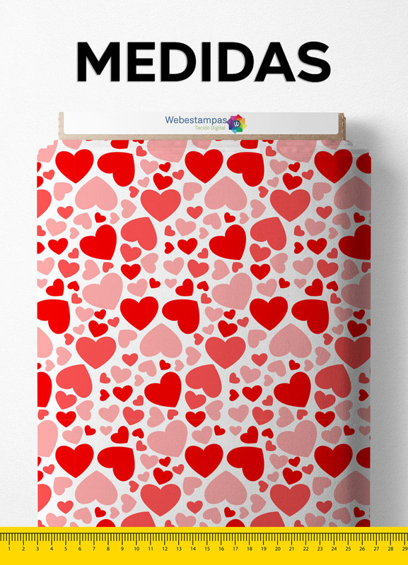 Tecido Helanca Estampa Digital Coração Grande 1,55m de Largura