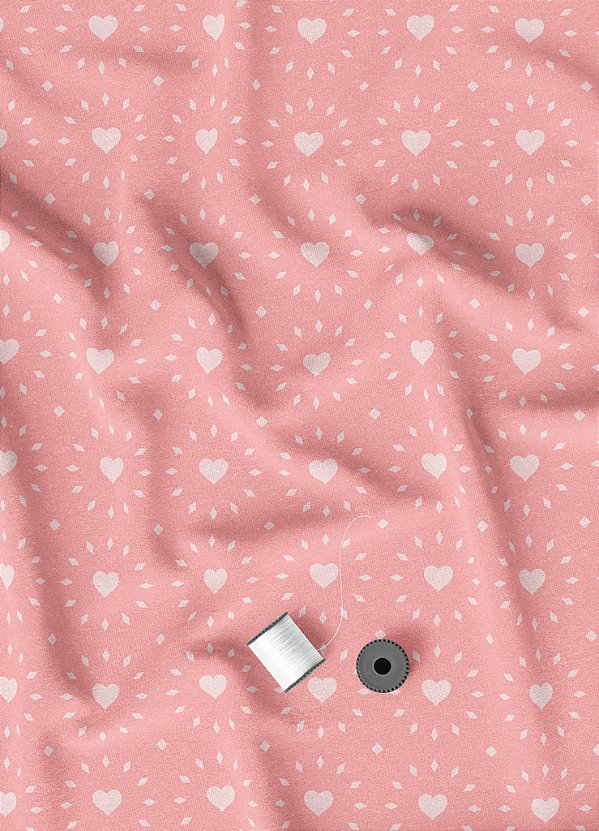 Tecido Helanca Estampa Digital Coração Iluminado 1,55m de Largura