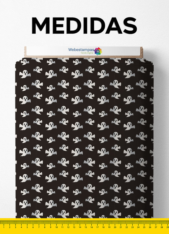 Tecido Helanca Estampa Digital Fantasma Halloween 1,55m de Largura