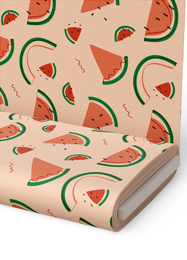 Tecido Helanca Estampa Digital Melancia Fundo Rose 1,55m de Largura