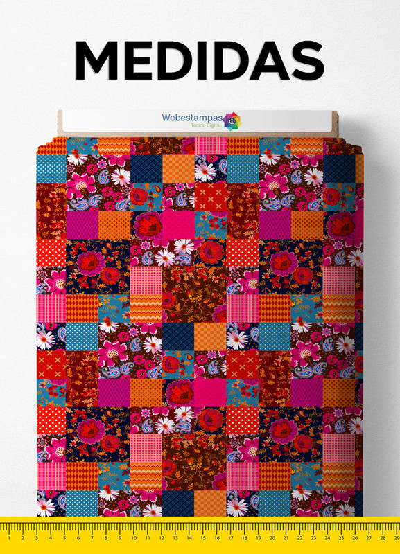 Tecido Helanca Estampa Digital Retalho Floral 1,55m de Largura