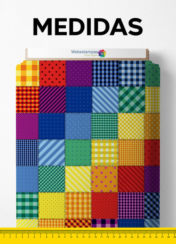 Tecido Helanca Estampa Digital Retalhos Xadrez Colorido 1,55m de Largura