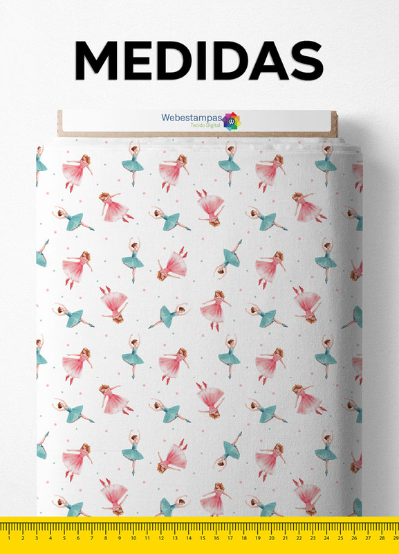 Tecido Helanca Estampa Digital Bailarinas Azul e Rosa 1,55m de Largura