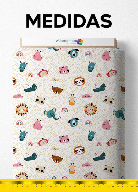 Tecido Helanca Estampa Digital Bichinhos e Pintinhas 1,55m de Largura