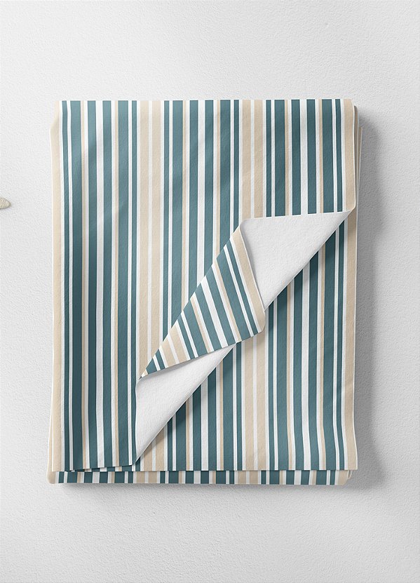 Tecido Helanca Estampa Digital Listras Marinho e Bege 1,55m de Largura