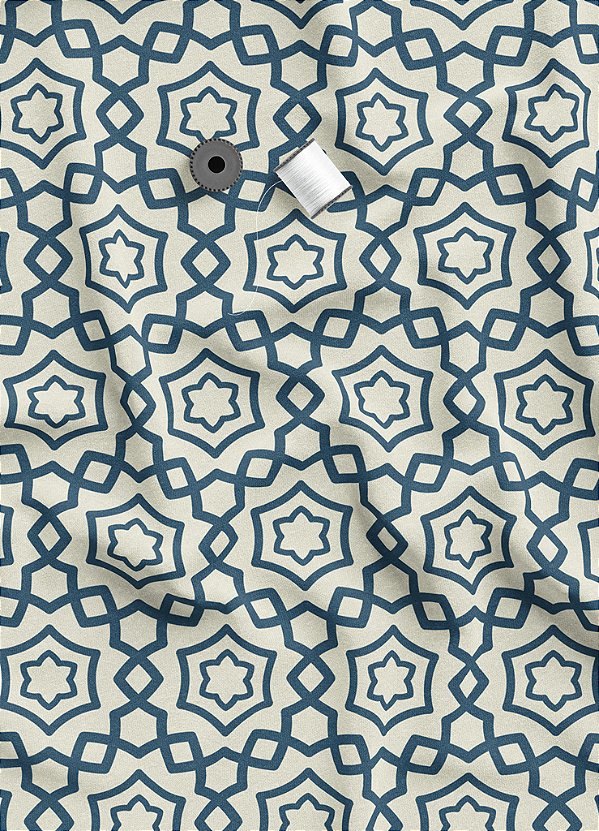 Tecido Helanca Estampa Digital Arabesco Estelar Marinho 1,55m de Largura