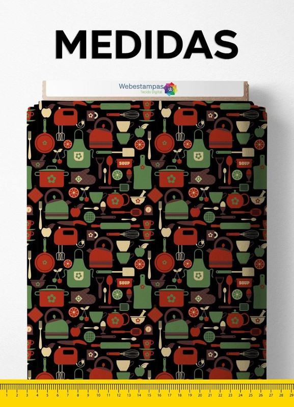 Tecido Helanca Estampa Digital Avental Verde 1,55m de Largura