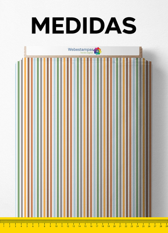 Tecido Velboa Estampa Digital Listrado Colorido  1,55m de Largura