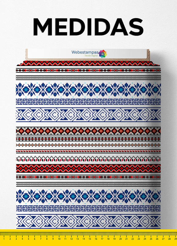 Tecido Velboa Estampa Digital Folk 1,55m de Largura