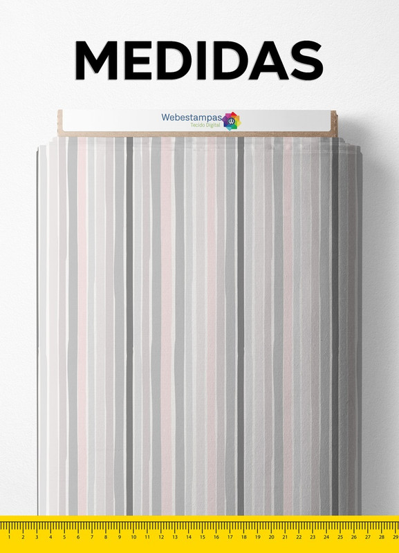 Tecido Velboa Estampa Digital Listrado Rosa Ao Cinza 1,55m de Largura