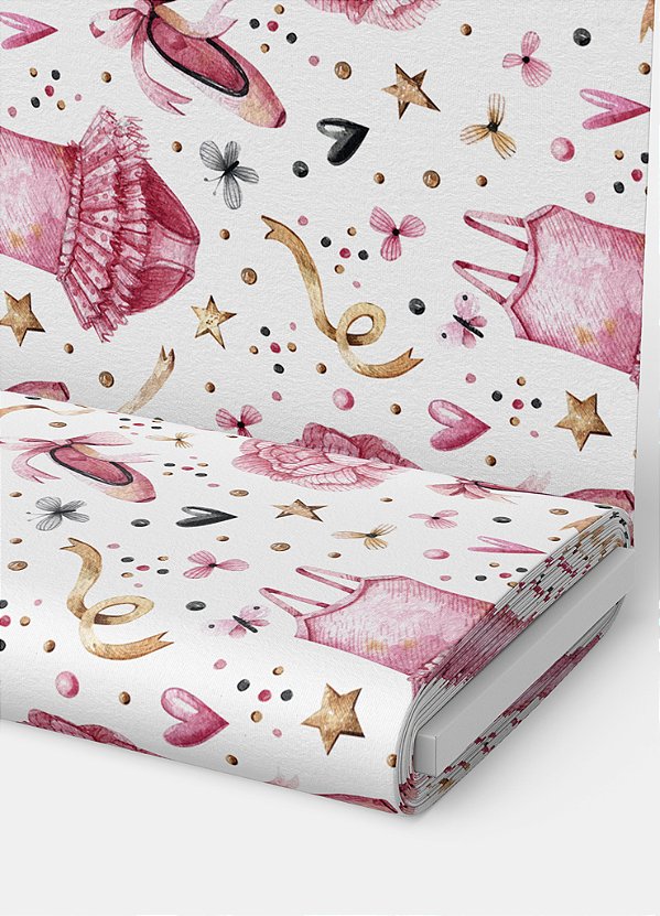 Tecido Veludo Suede Estampa Digital Love Ballet 1,40m de Largura