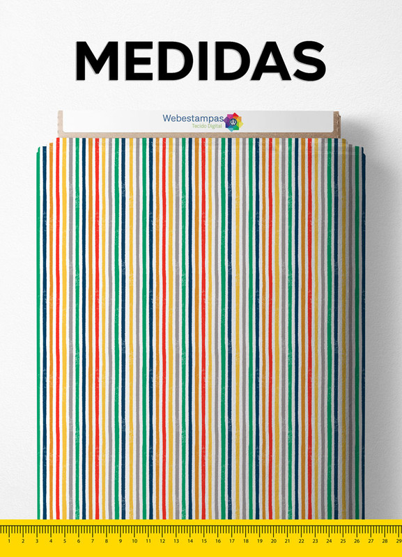 Tecido Veludo Suede Estampa Digital Listras Coloridas 1,40m de Largura