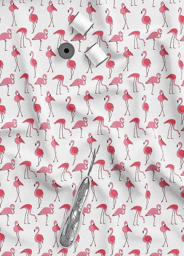 Tecido Veludo Suede Estampa Digital Flamingos 1,40m de Largura