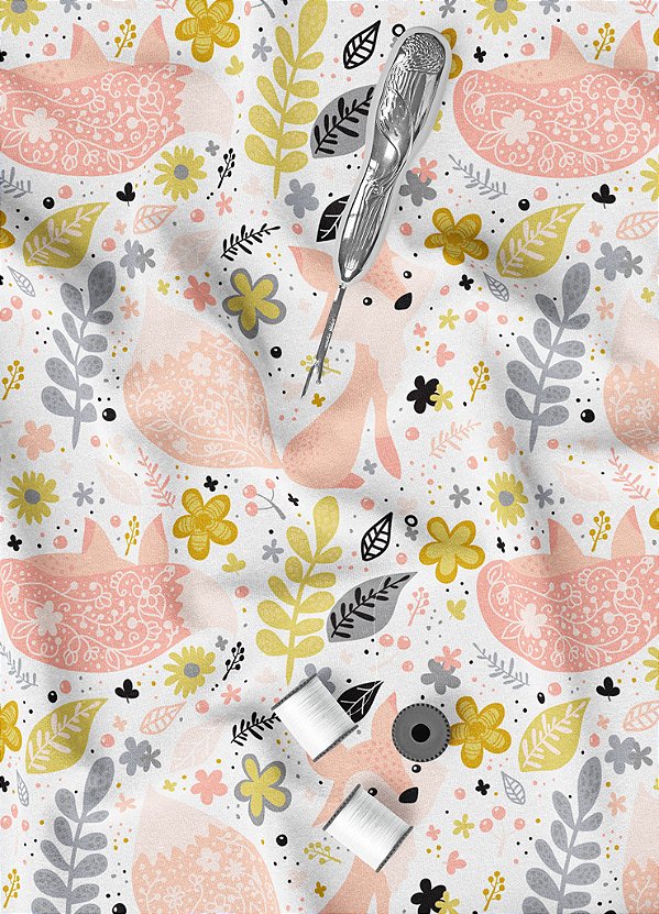Tecido Veludo Suede Estampa Digital Sweet Fox 1,40m de Largura
