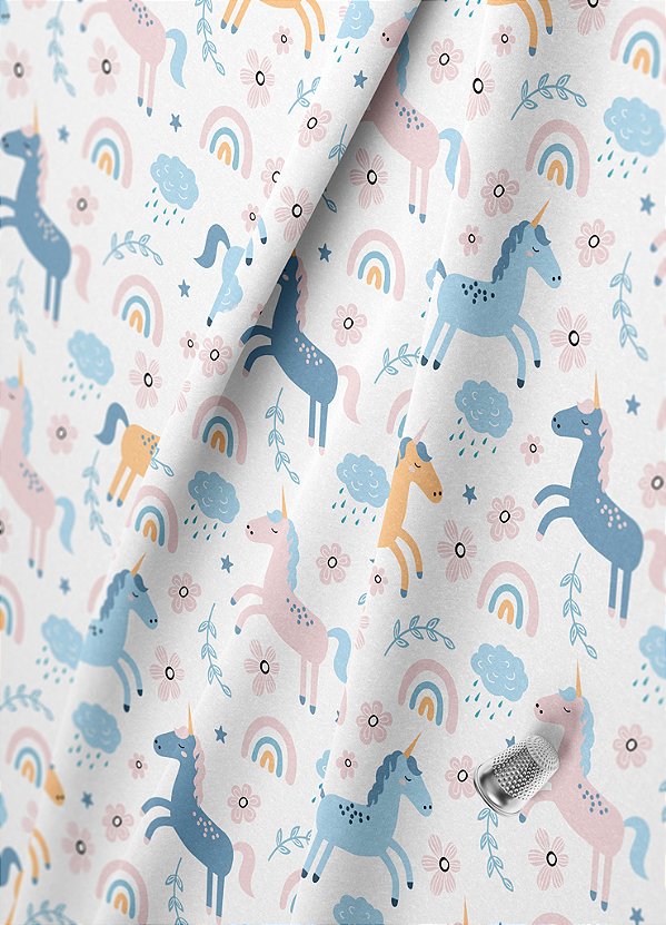 Tecido Veludo Suede Estampa Digital Unicórnio Baby 1,40m de Largura