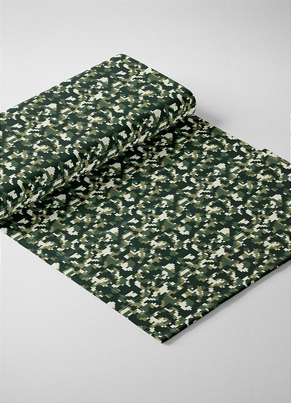 Tecido Veludo Suede Estampa Digital Camuflado Pixel Militar 1,40m de Largura