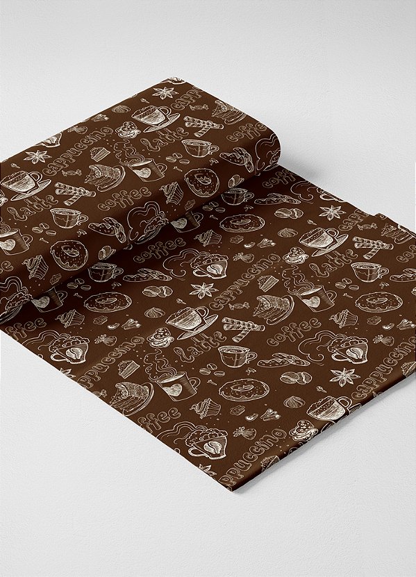 Tecido Veludo Suede Estampa Digital Coffee 1,40m de Largura