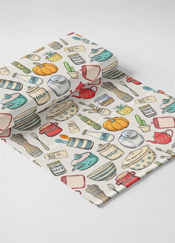 Tecido Veludo Suede Estampa Digital Cozinha Vintage 1,40m de Largura