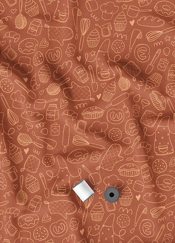 Tecido Veludo Suede Estampa Digital Cozinheiro 1,40m de Largura